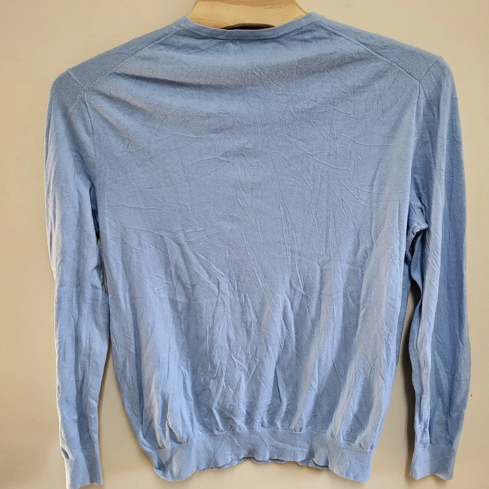 Polo Ralph Lauren Mens Light Blue‎ Cotton Cashmere Crew Neck Sweater Size LT
